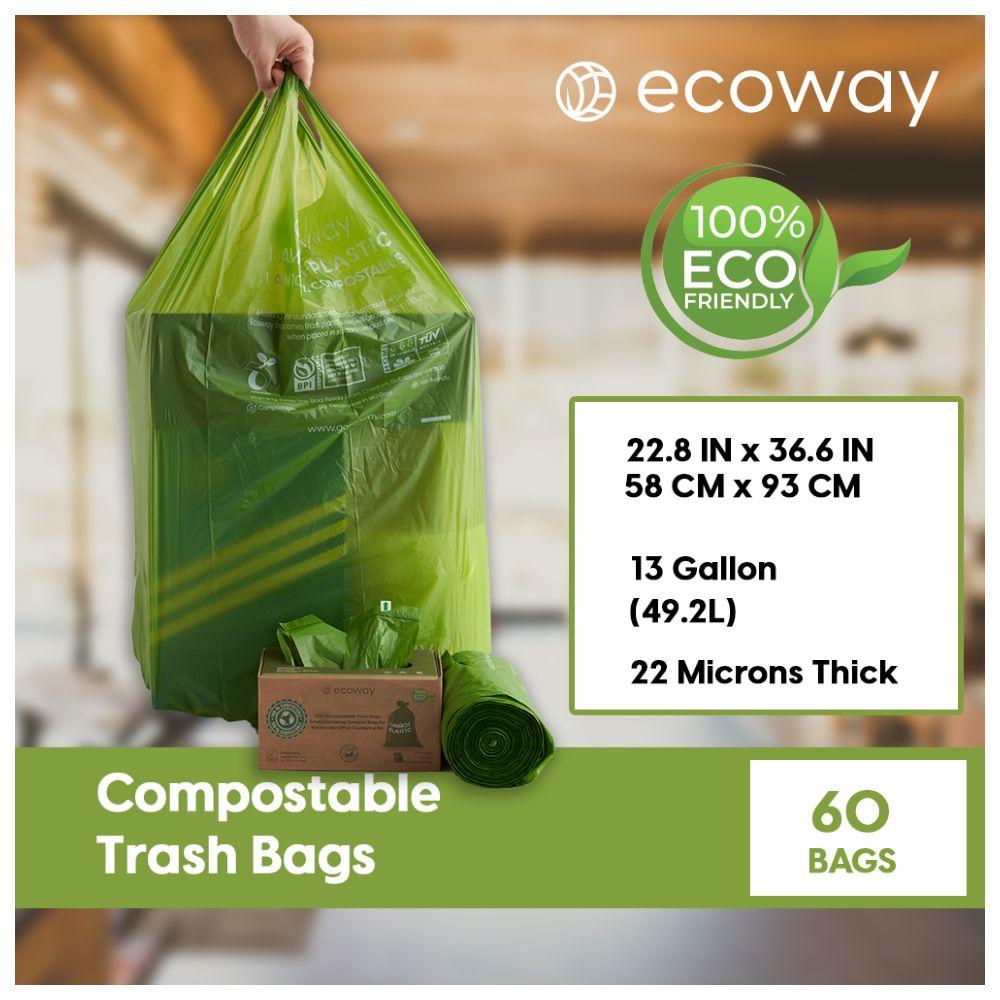 Ecoway - Compostable Garbage Bags - Green - 49.2 L - 60pcs