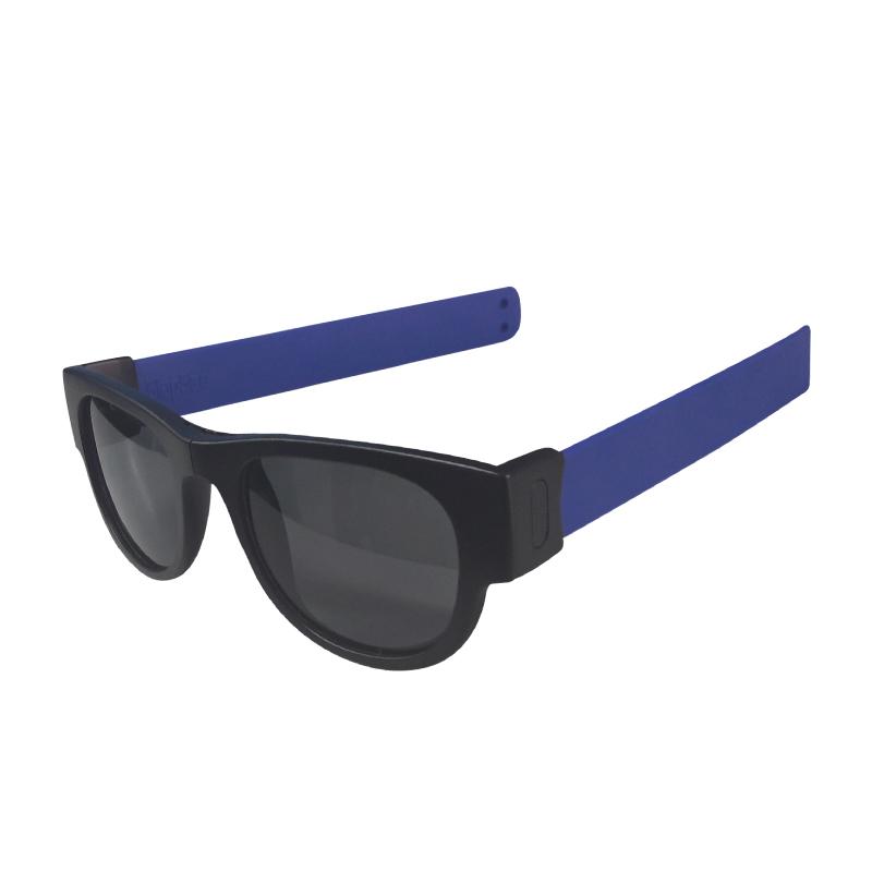 SlapSee - Pro Folding Sunglass - Black Frame/Blue Slap - PlainLens