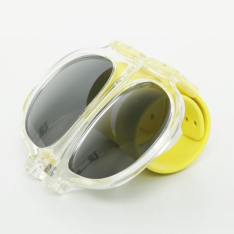 SlapSee - Pro Folding Sunglass - Clear Frame/Lemon Slap -PlainLens