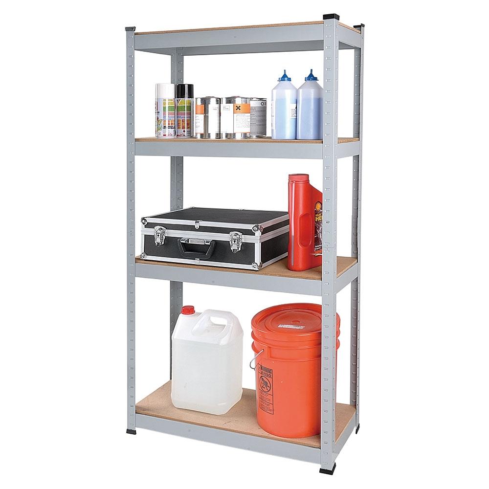 Tactix - 4 Particle Board-Shelf Rack - Grey