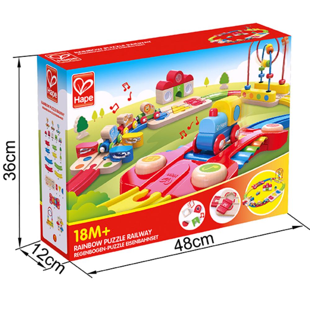 Hape - Rainbow Puzzle Wooden Railway Train Set - 30pcs