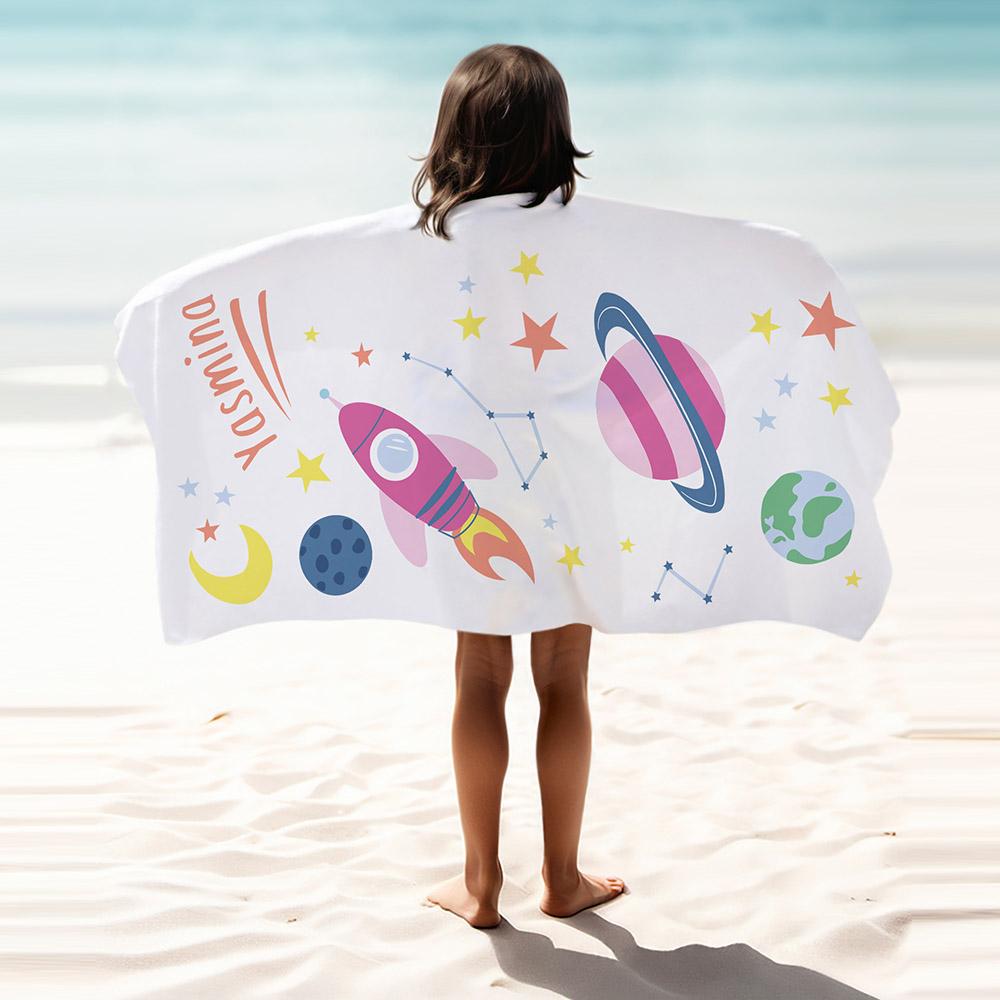 Essmak - Personalised Essmak Rocket Girl Beach Towel 