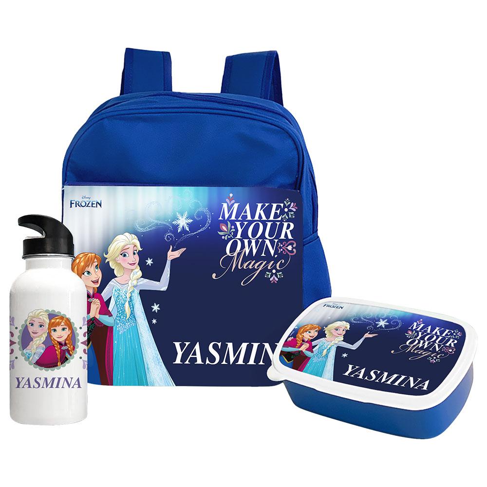 Essmak - Personalized Disney Frozen Backpack Set For Kids - 3pcs - Blue