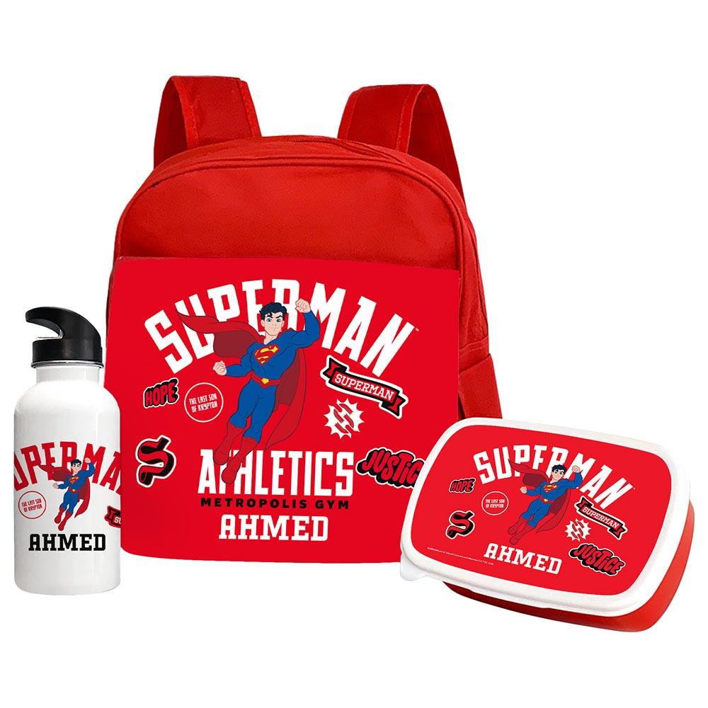 Essmak - Personalized Superman Backapck Set For Kids - 3pcs - Red