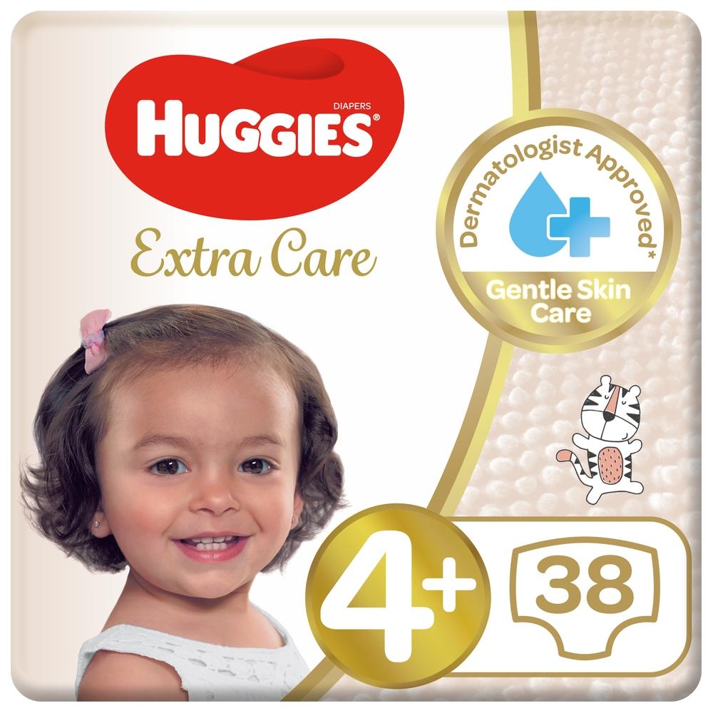 Huggies - Extra Care, Size 4+, 10 -16 kg, Value Pack, 38 Diapers