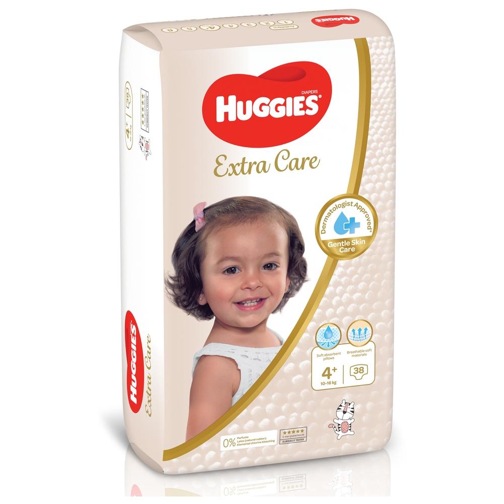 Huggies - Extra Care, Size 4+, 10 -16 kg, Value Pack, 38 Diapers