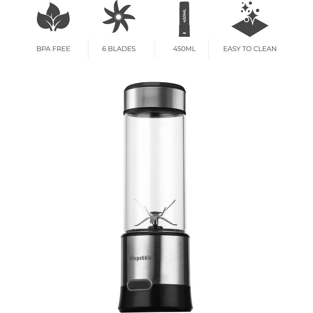 Blupebble - Portable Rechargeable Blender w/ 6 Blades - 450ml - Grey