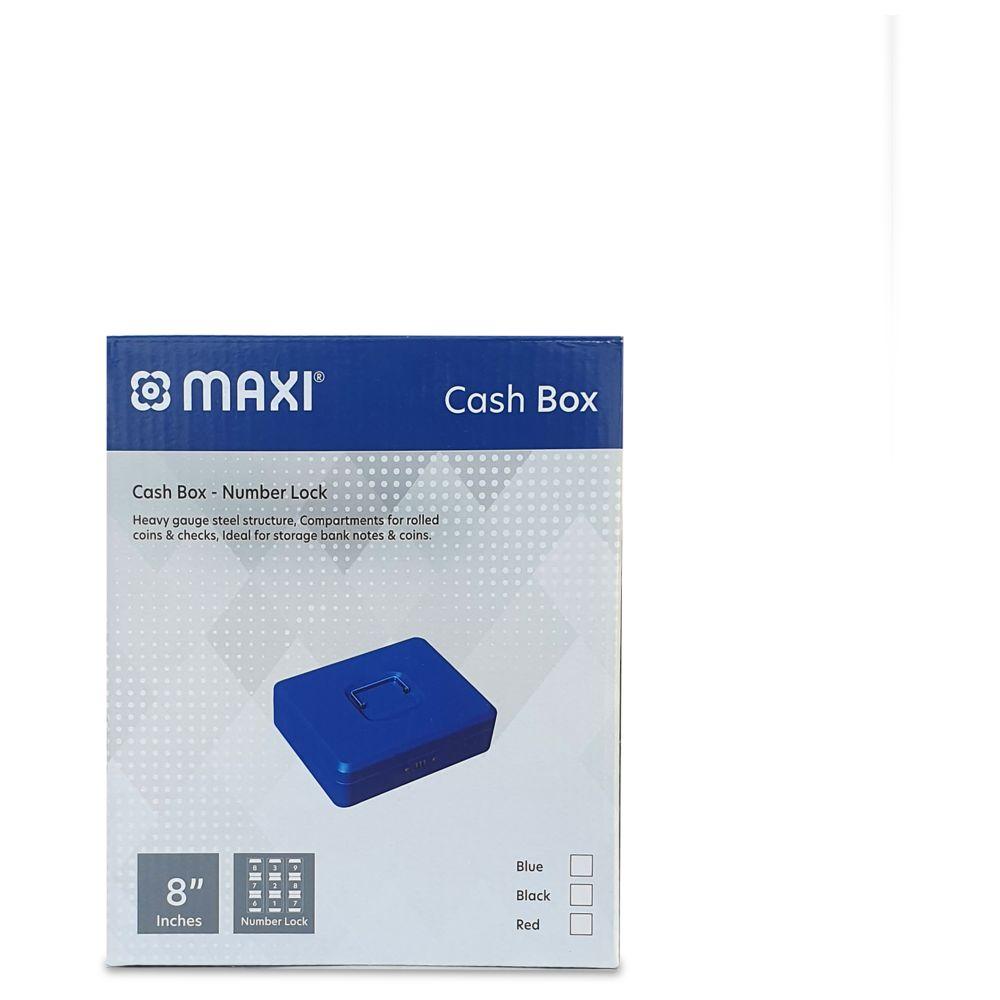 Maxi - Cash Box With Number Lock - Blue - 8-inch