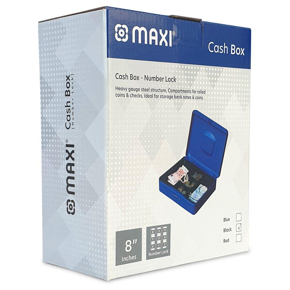 Maxi - Cash Box With Number Lock - Blue - 8-inch