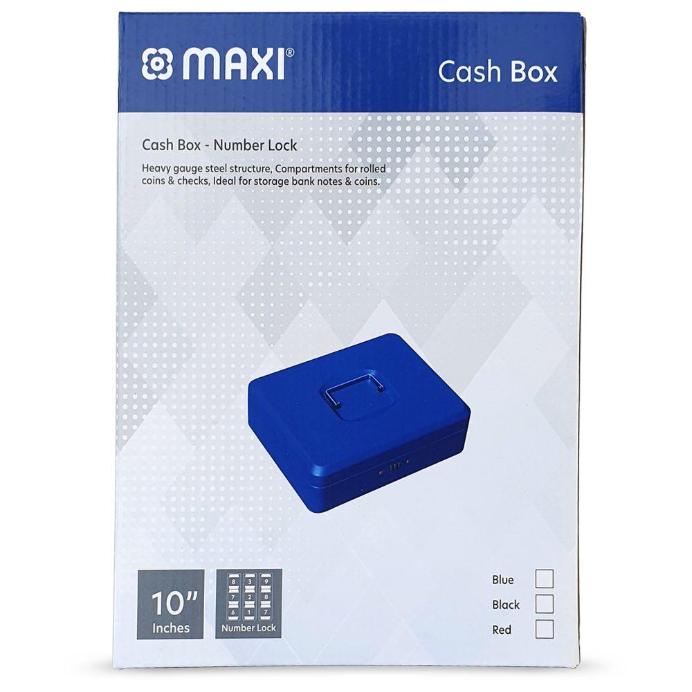 Maxi - Cash Box With Number Lock - Blue - 10-inch