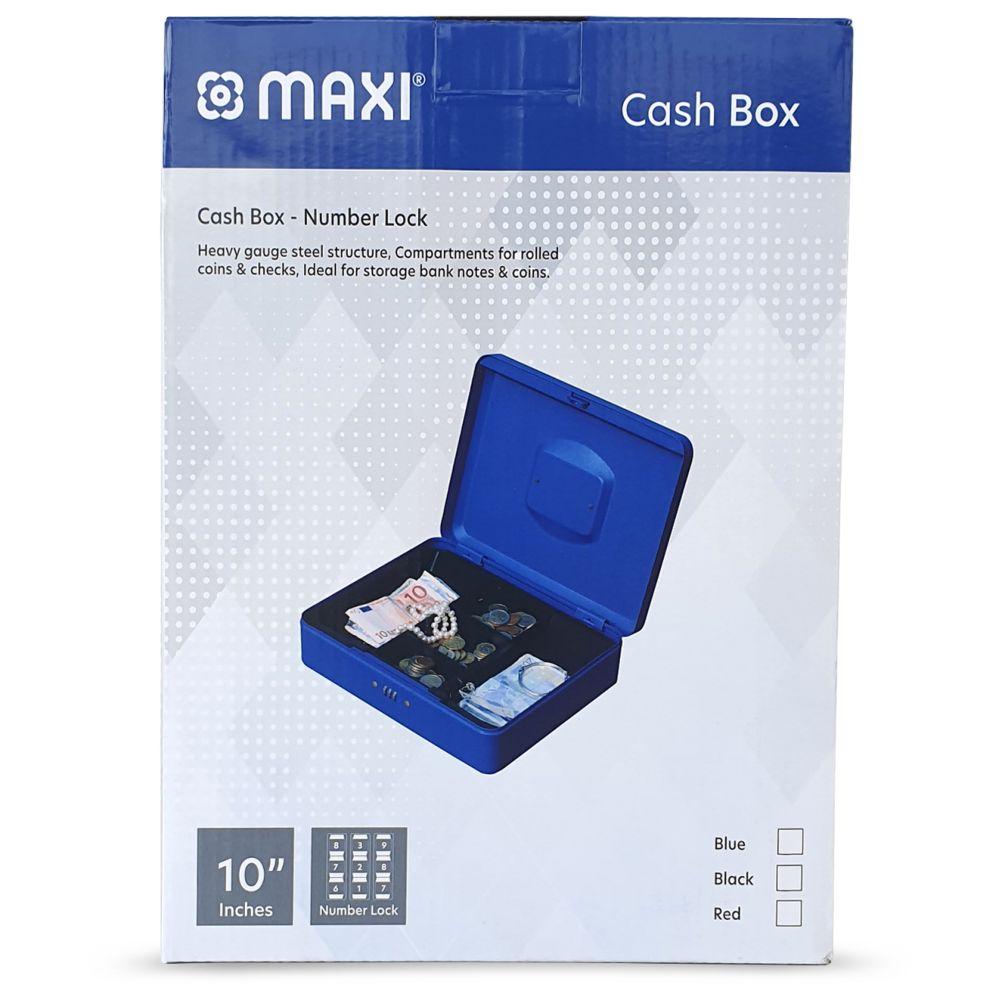 Maxi - Cash Box With Number Lock - Blue - 10-inch