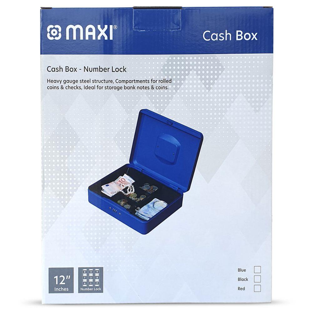 Maxi - Cash Box With Number Lock - Blue - 12-inch