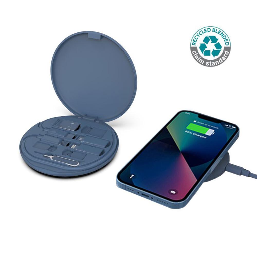 Memorii - Oslo Recycled Wireless Charger w/ Cables - Blue - 15W