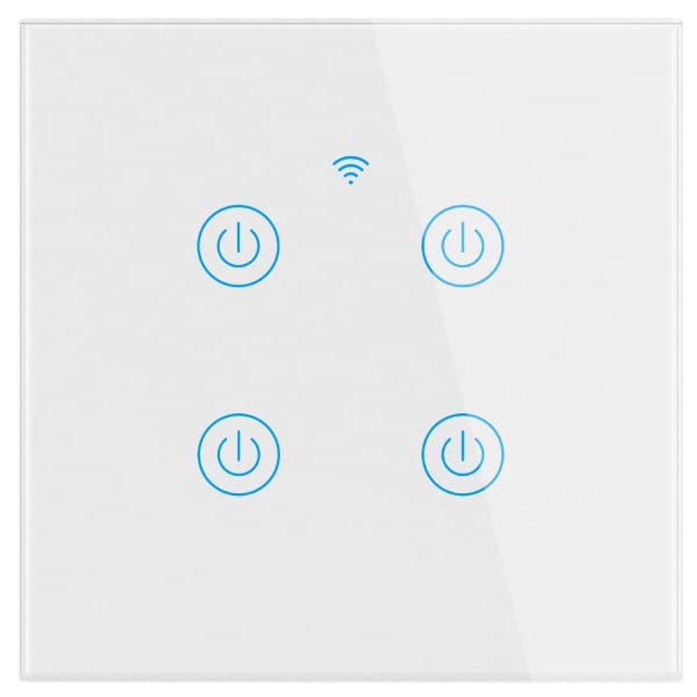 Blupebble - 4 Gang Smart Wall Switch w/ Wifi & Bluetooth Connectivity - White