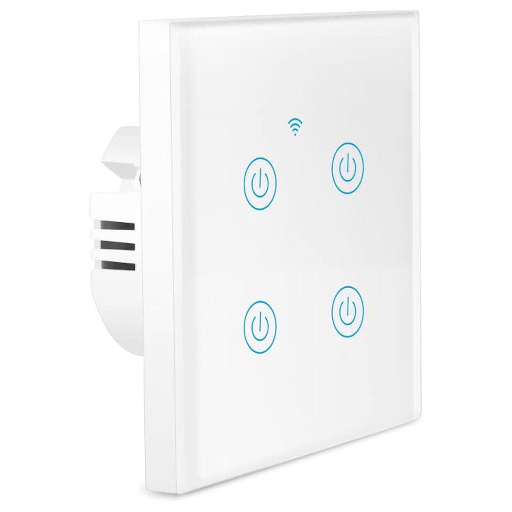 Blupebble - 4 Gang Smart Wall Switch w/ Wifi & Bluetooth Connectivity - White