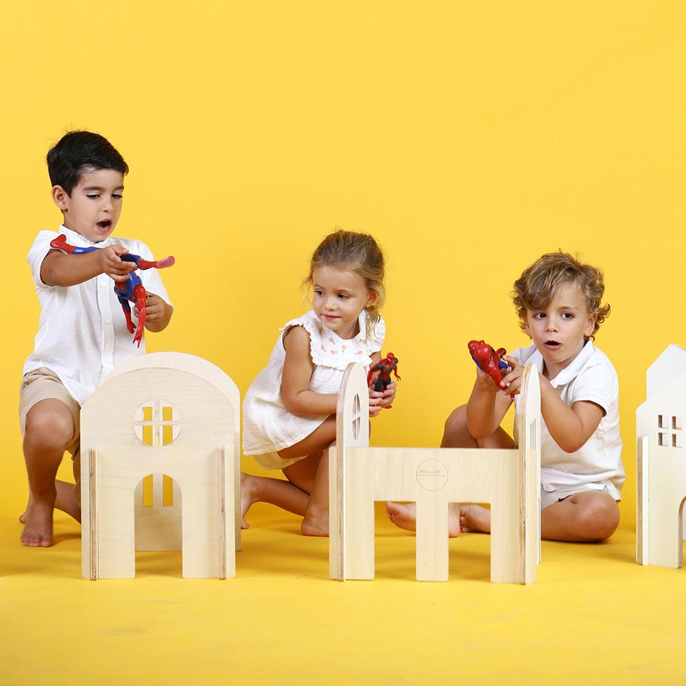 Mkandm - Skyline Wooden Building Toy - White - 8pcs