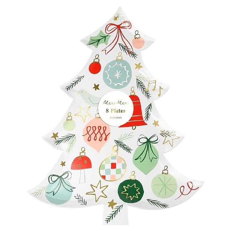 Meri Meri - Festive Pattern Tree Plates - 8pcs