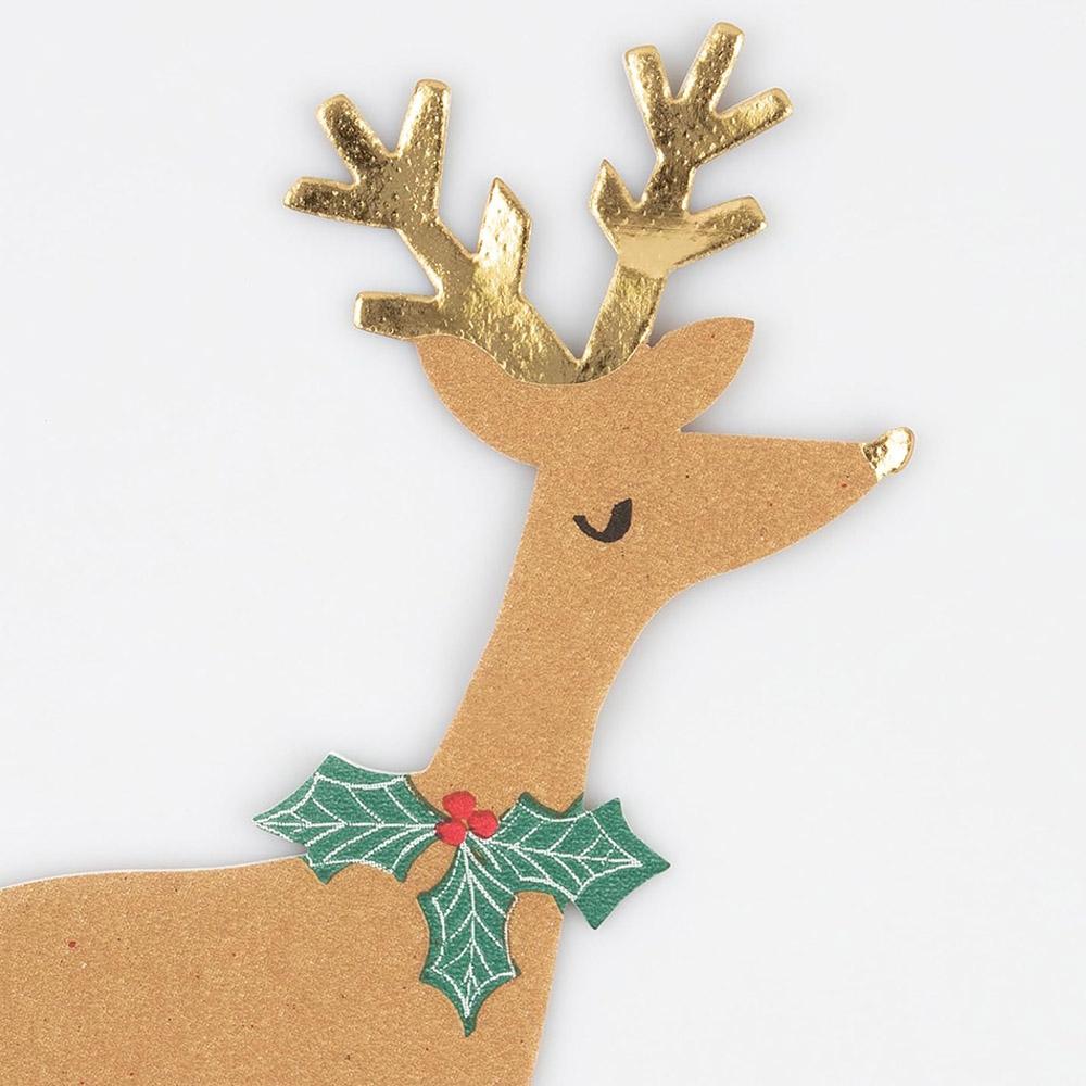 Meri Meri - Reindeer With Holly Napkins - 16pcs