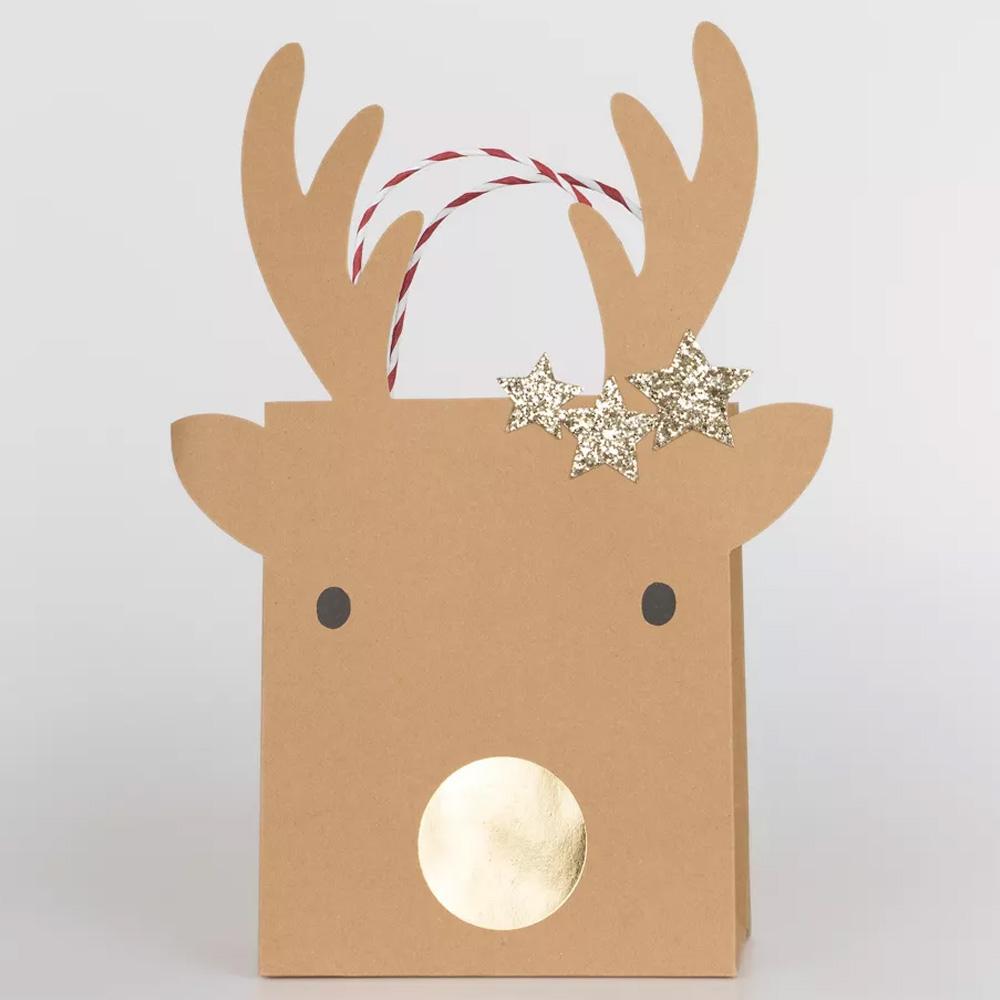 Meri Meri - Medium Reindeer With Stars Gift Bags - 2pcs