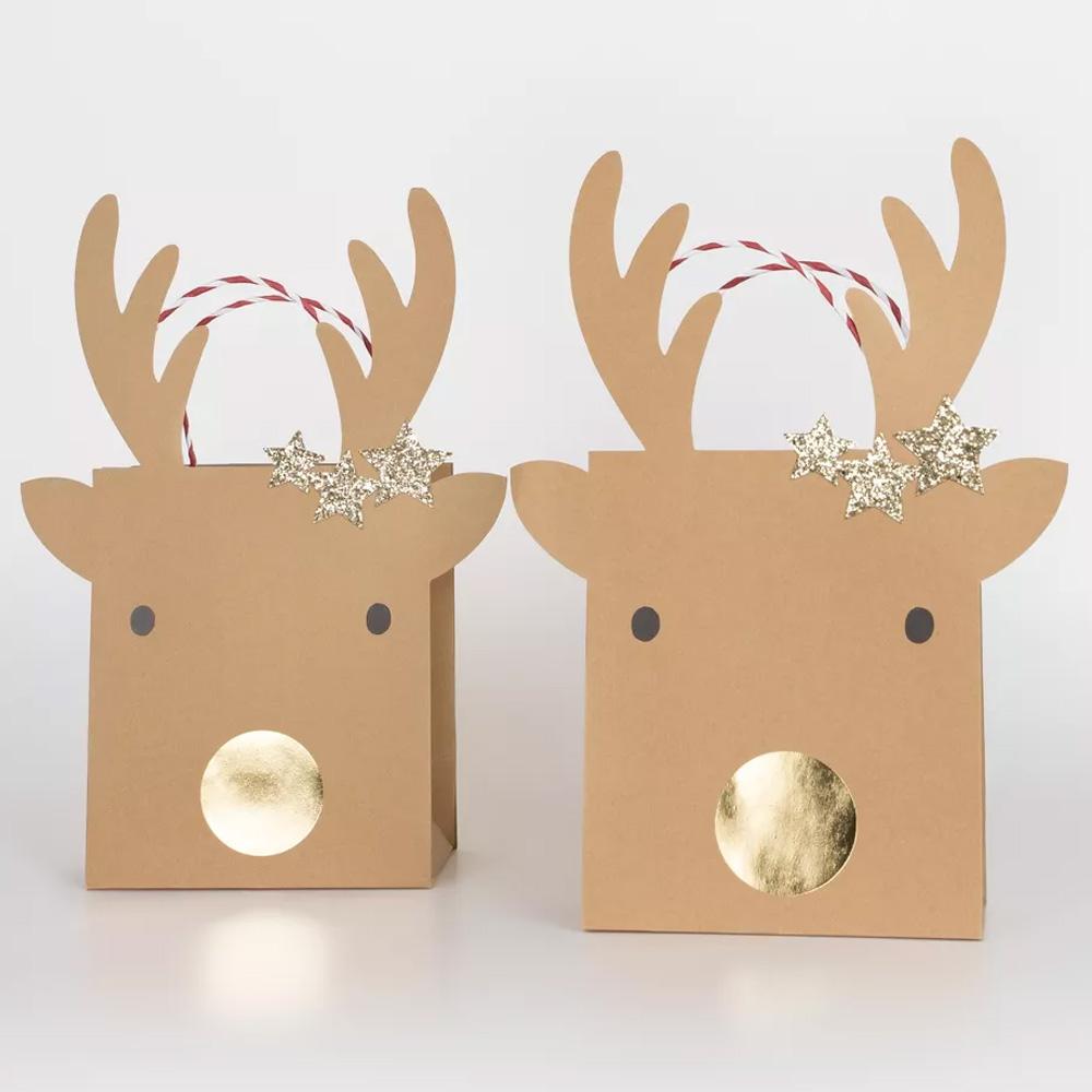 Meri Meri - Medium Reindeer With Stars Gift Bags - 2pcs