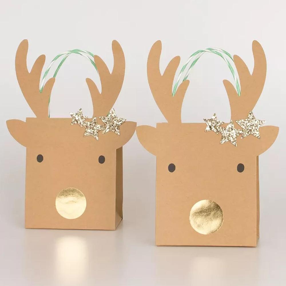 Meri Meri - Small Reindeer With Stars Gift Bags - 2pcs