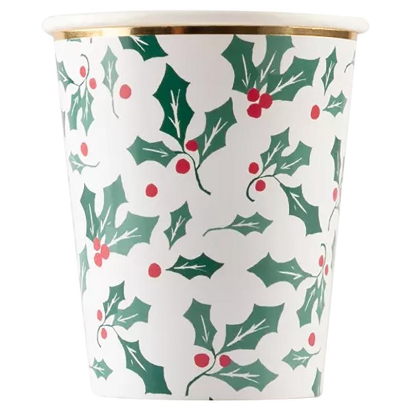 Meri Meri - Holly Pattern Cups - 8pcs