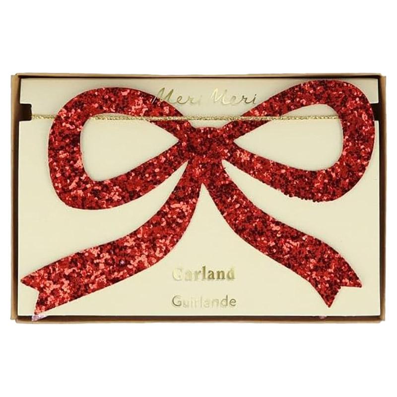 Meri Meri - Red & Pink Glitter Bow Garland