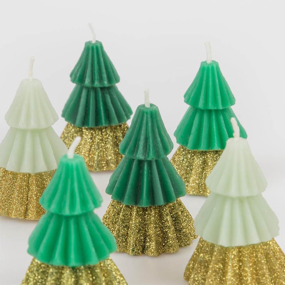 Meri Meri - Green Mini Tree Candles - 6pcs