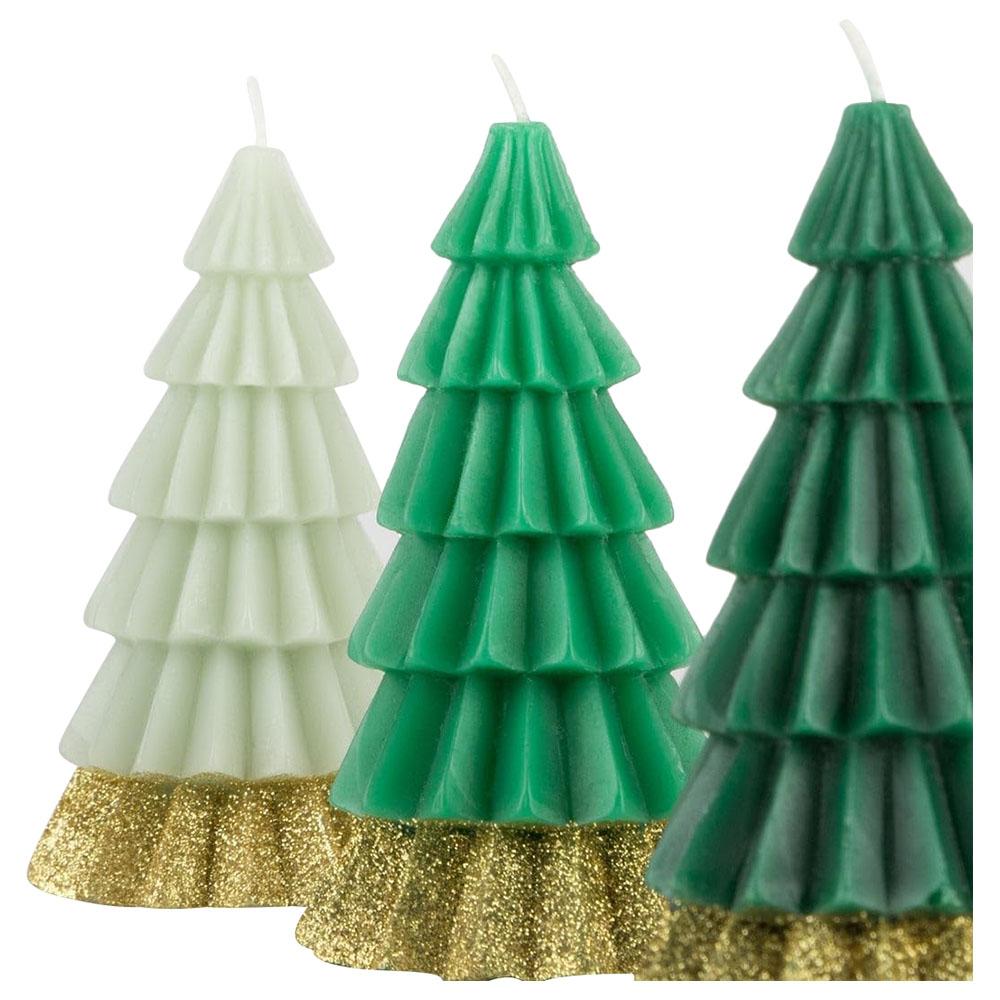 Meri Meri - Green Tree Candles - 3pcs