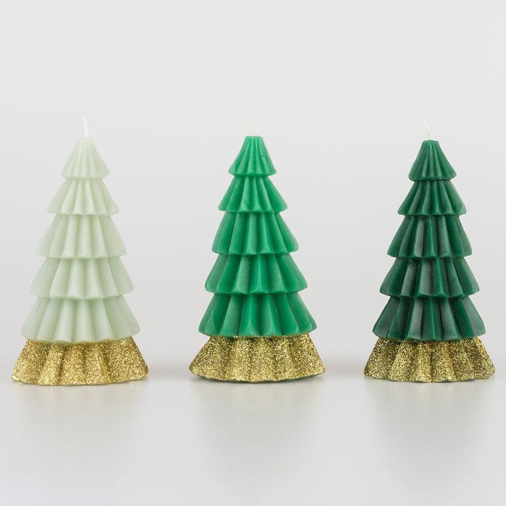 Meri Meri - Green Tree Candles - 3pcs