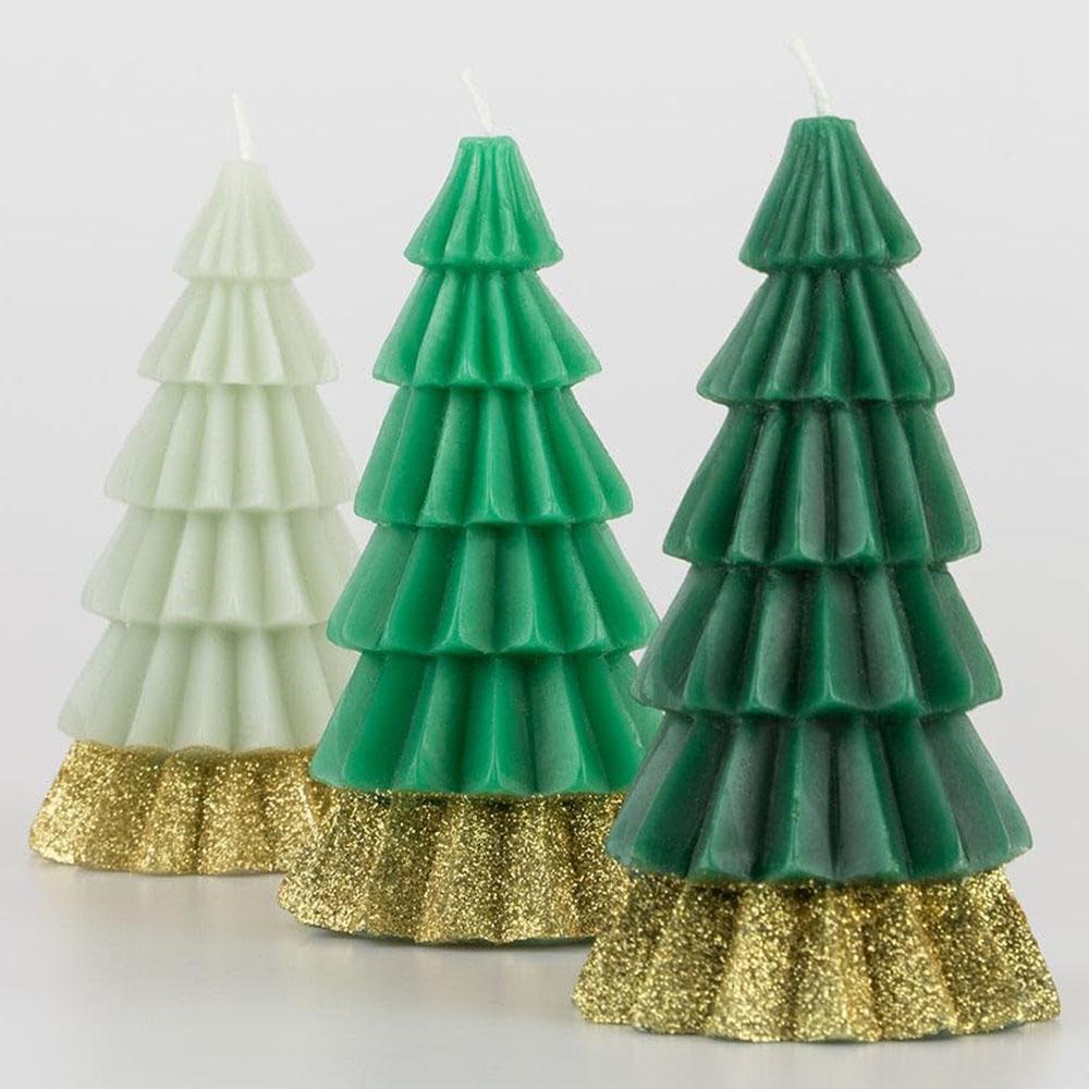 Meri Meri - Green Tree Candles - 3pcs