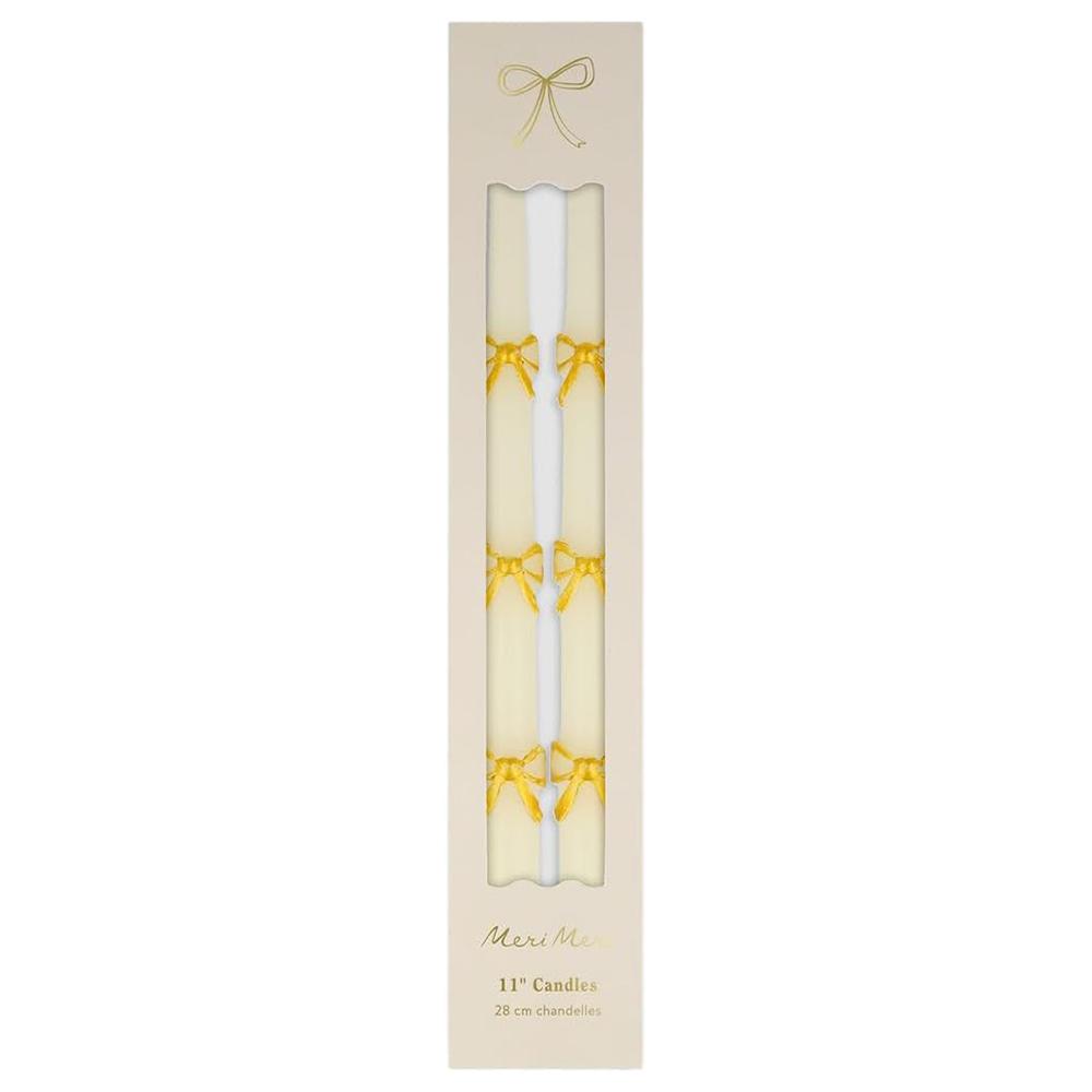 Meri Meri - Gold Bow Taper Candles - 2pcs