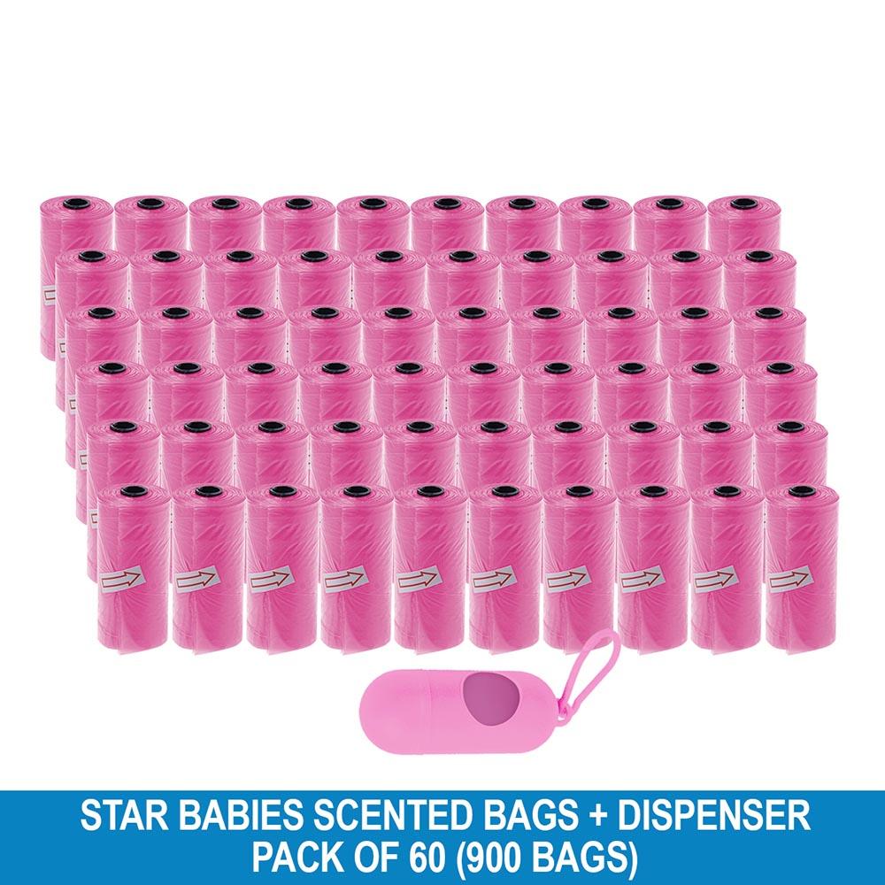 Star Babies - Disposable Scented Bag With Dispenser - Pink - Pack of 60 - 900pcs