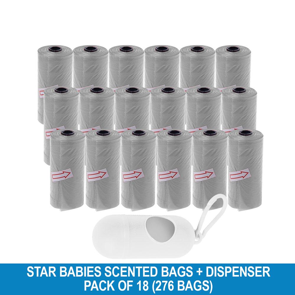 Star Babies - Disposable Scented Bag With Dispenser - Grey - Pack of 18 - 276pcs