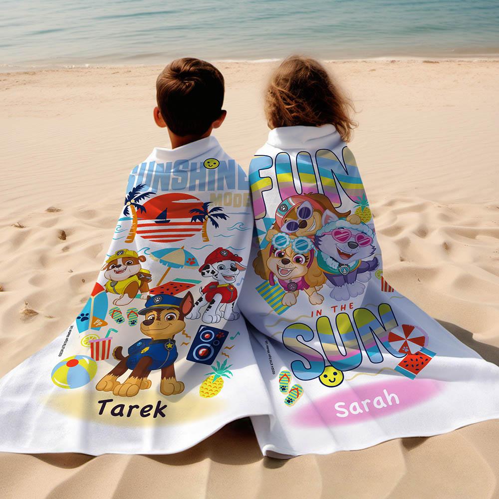 Essmak - Personalised Paw Patrol Girl Beach Towel 