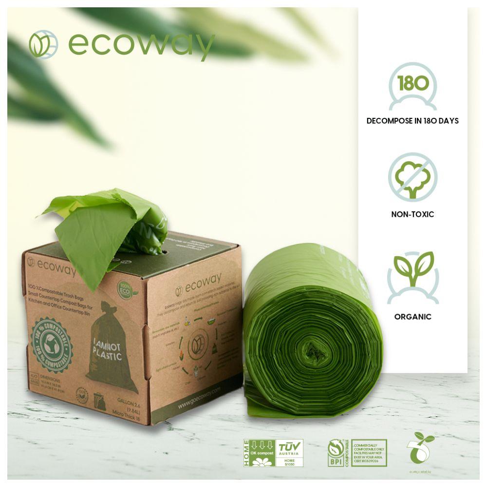 Ecoway - Compostable Garbage Bags - Green - 9.84 L - 200pcs