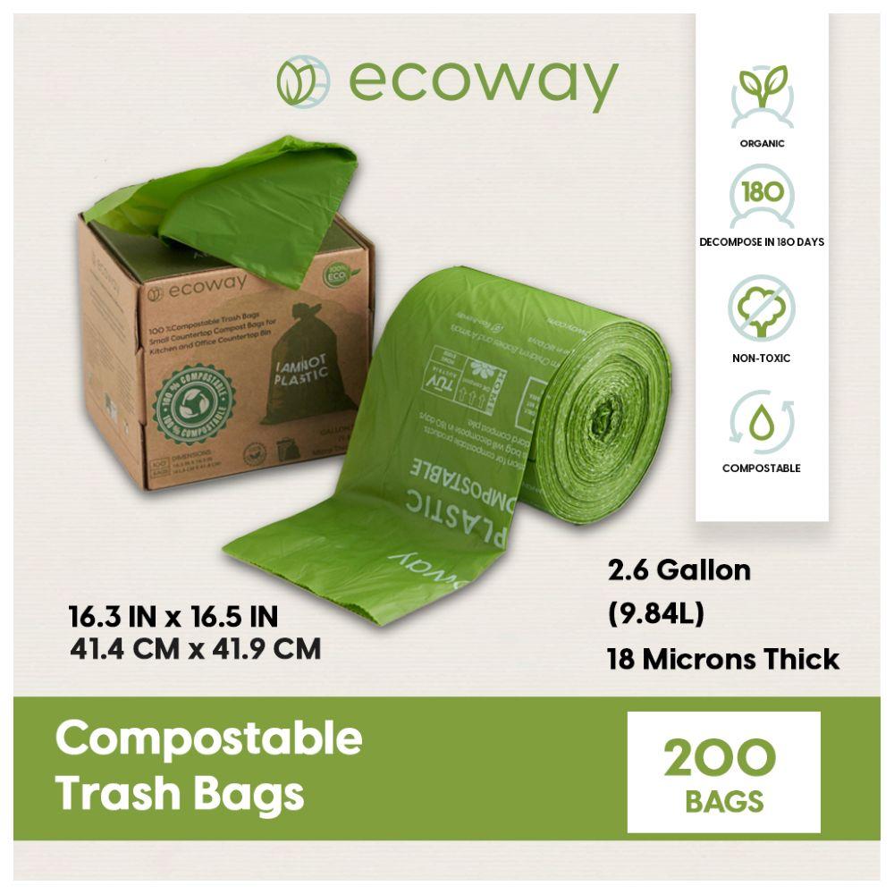 Ecoway - Compostable Garbage Bags - Green - 9.84 L - 200pcs