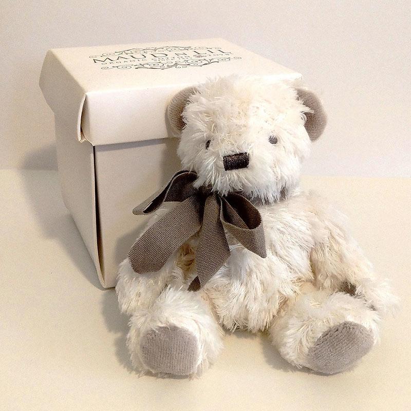 Maud n Lil - Organic Mini Teddy Bear - White/Grey