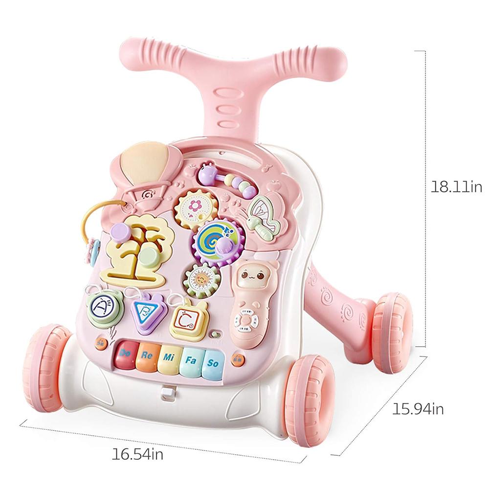 Little Angel - 2-In-1 Baby Musical Activity Walker & Table - Pink