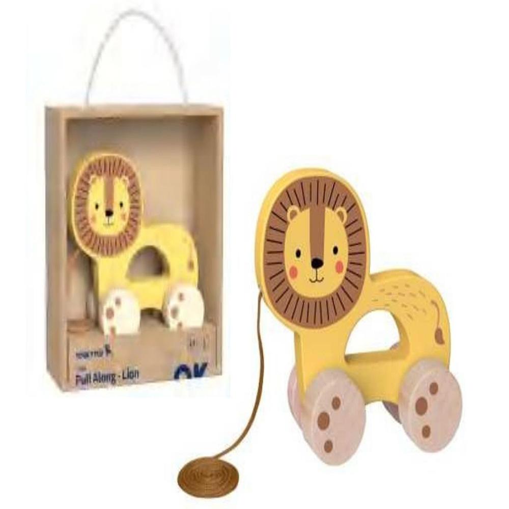 TookyToys - Wooden Lion Pull Along Toy