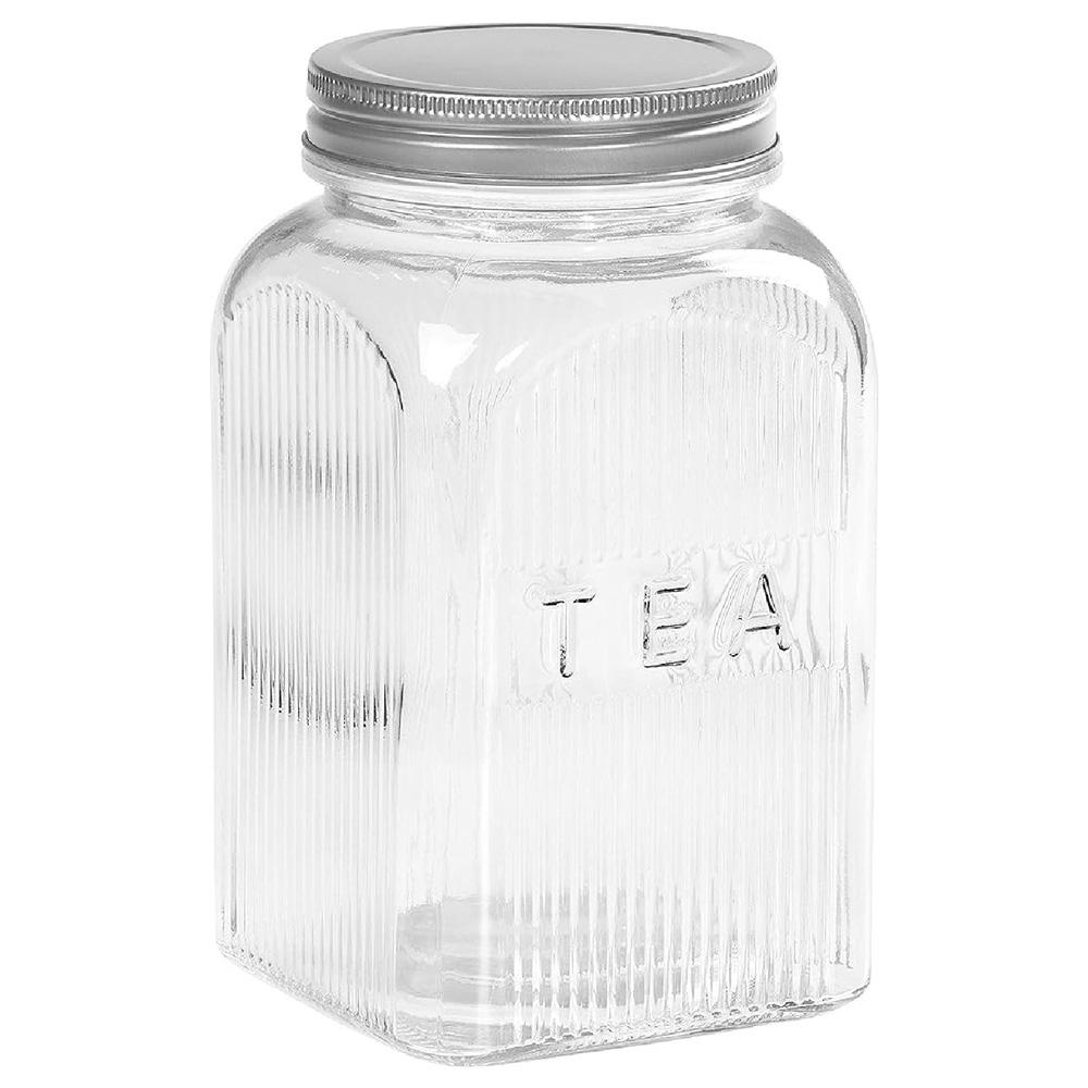 Tala - Ribbed Glass Storage Canisters w/ Screw Top Tin Lids - 1.25L