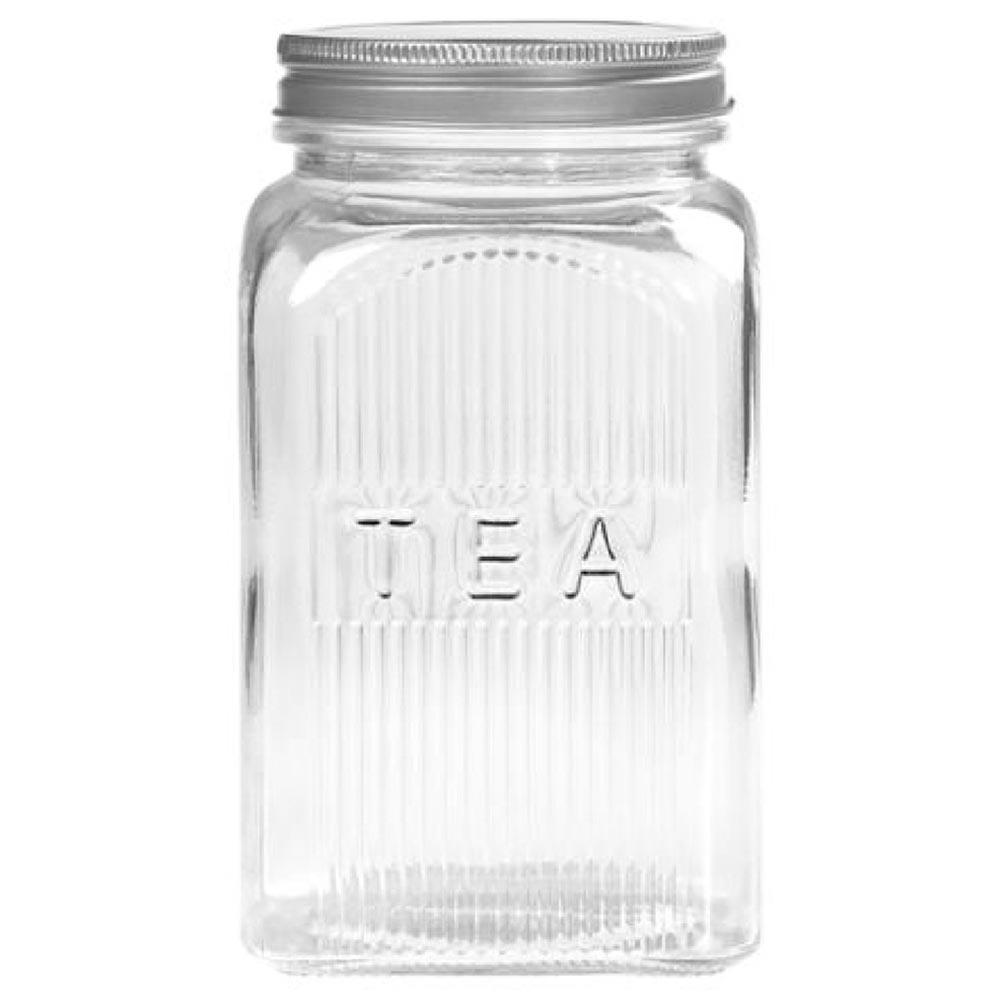 Tala - Ribbed Glass Storage Canisters w/ Screw Top Tin Lids - 1.25L