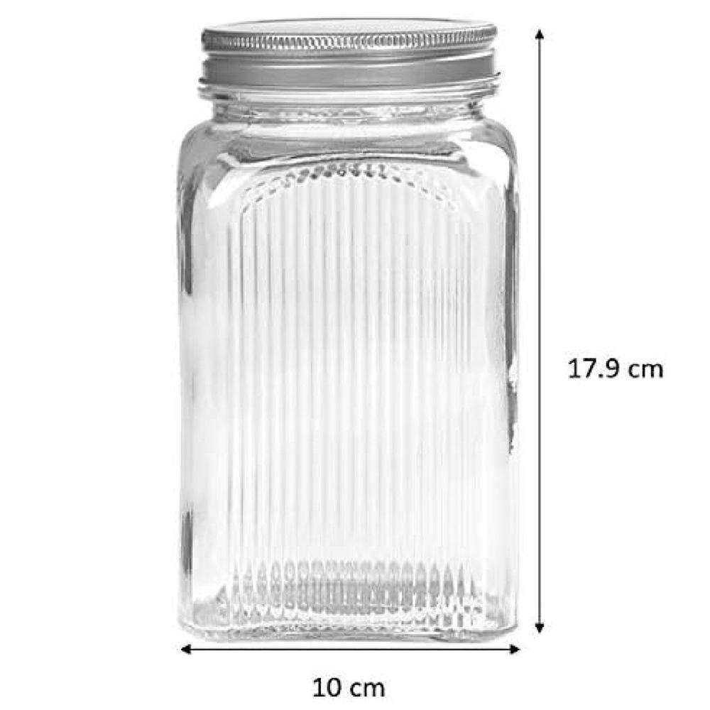 Tala - Ribbed Glass Storage Canisters w/ Screw Top Tin Lids - 1.25L