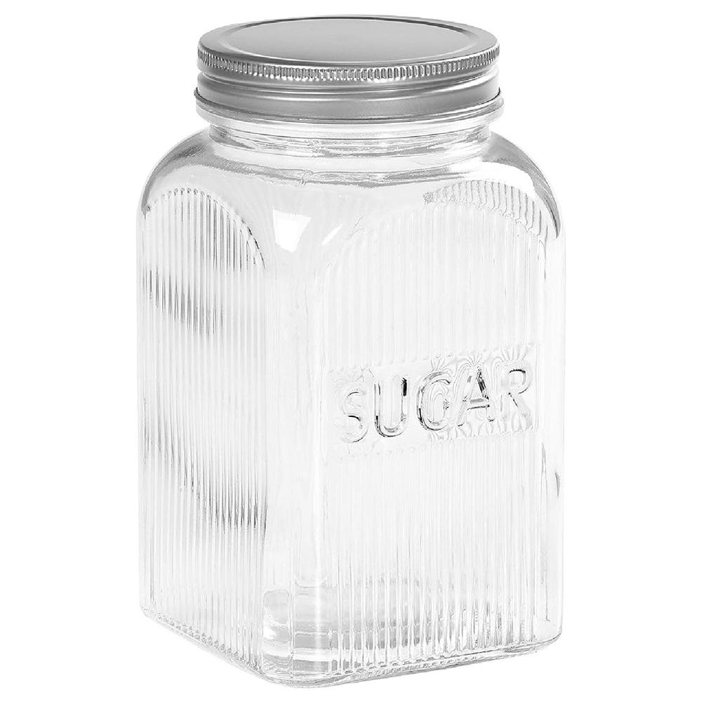 Tala - Sugar Ribbed Glass Storage Canisters w/ Screw Top Tin Lids - 1.25L