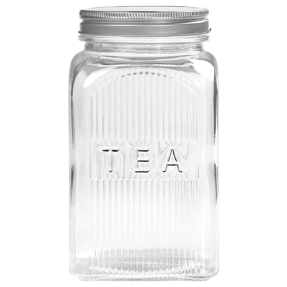 Tala - Sugar Ribbed Glass Storage Canisters w/ Screw Top Tin Lids - 1.25L