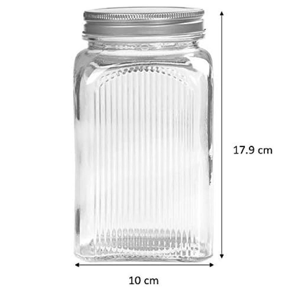 Tala - Sugar Ribbed Glass Storage Canisters w/ Screw Top Tin Lids - 1.25L