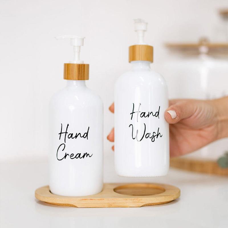 Little Storage - Glass Round Pump Bottles - 500Ml - White