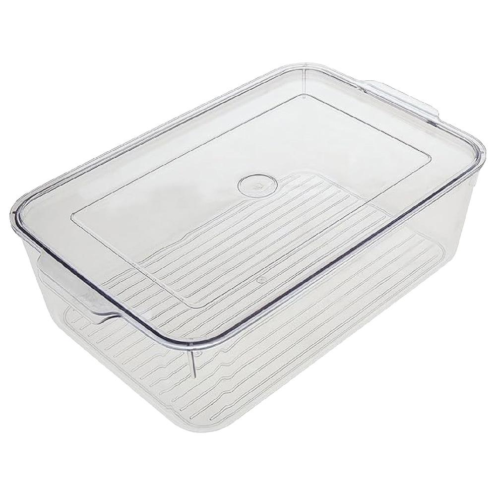 Homesmiths - Fridge Organizer Clear w/ Inner Basket White