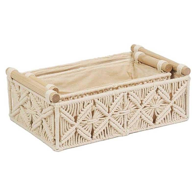 Homesmiths - Cotton Rope Basket w/ Handle - Ivory - S - 30 X 14 X 9cm