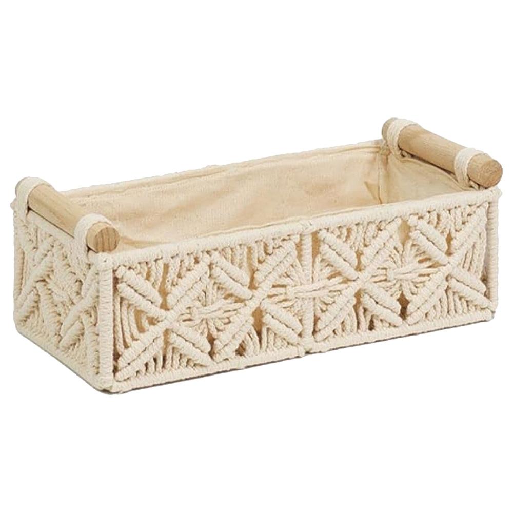 Homesmiths - Cotton Rope Basket w/ Handle - Ivory - S - 30 X 14 X 9cm